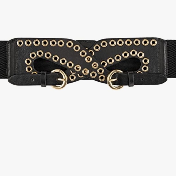 Wide Waist Belts for Women Vintage Stretchy Cinch Belts Fashion Studded Rivet El main image 4